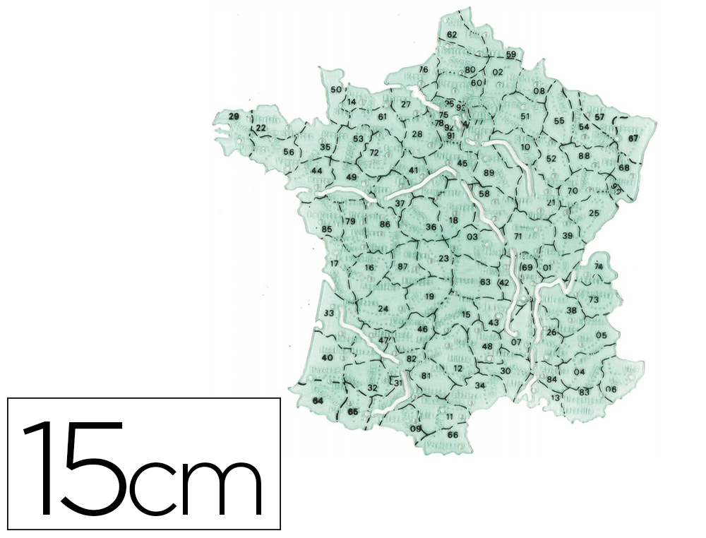 BILLOGRAPHE MINERVA N11 CARTE DE FRANCE PLASTIQUE     15CM PLASTIQUE COLORIS VERT TRANSLUCIDE