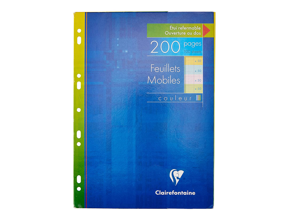 FEUILLET MOBILE CLAIREFONTAINE A4 210X297MM PAPIER DESSIN 200F 125G SYS COLORIS ASSORTIS