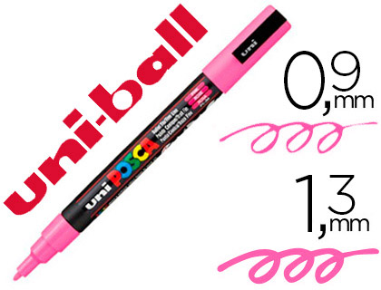 MARQUEUR POSCA PC3M GOUACHE ENCRE INODORE TOUTES SURFACES POINTE FINE CONIQUE COULEUR OPAQUE COUVRANTE ROSE