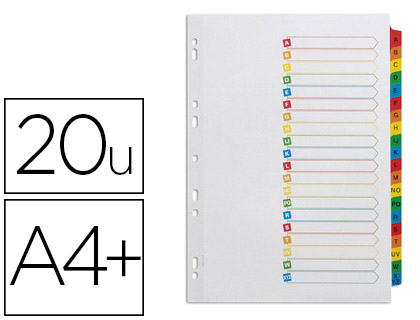 INTERCALAIRE AVERY MYLAR 20 POSITIONS A4+ 212X310MM DSIGNATION ALPHABTIQUE SOMMAIRE TOUCHES RENFORCES