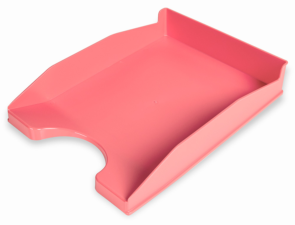 CORBEILLE A COURRIER Q-CONNECT POLYPROPYLENE DOCUMENT A4+ 240X320MM EMPILABLE 350X255X65MM CORAIL OPAQUE