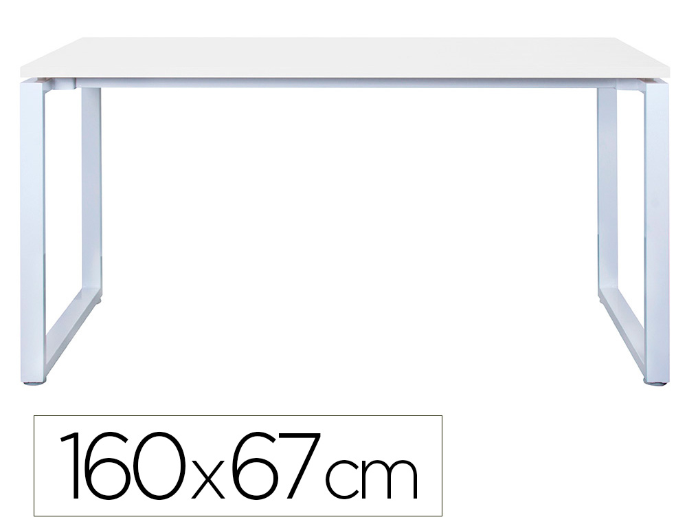 BUREAU MT INTERNATIONAL PLATEAU BLANC MELAMINE 25MM   PIETEMENT BENCH TYPE O        COLORIS BLANC 160X67CM