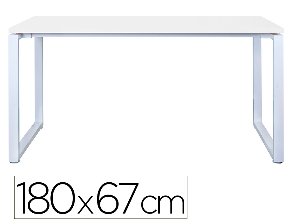 BUREAU MT INTERNATIONAL PLATEAU BLANC MELAMINE 25MM   PIETEMENT BENCH TYPE O        COLORIS BLANC 180X67CM