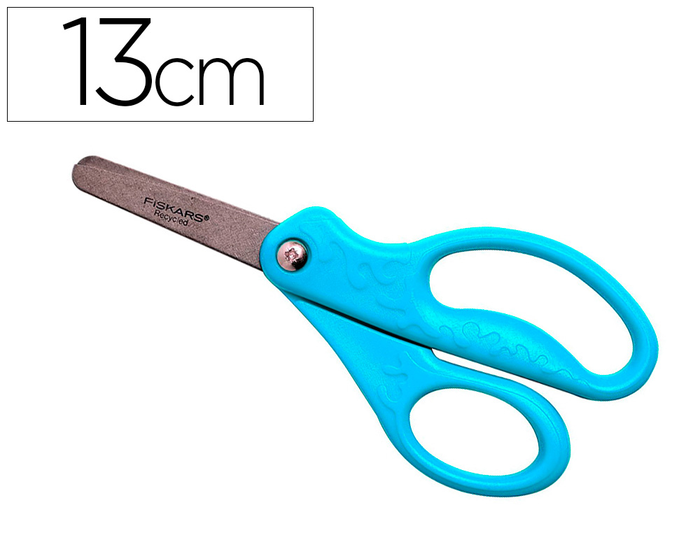 CISEAUX ENFANT FISKARS RECYCLES 13CM ANNEAUX         PLASTIQUE BOUTS RONDS A       PARTIR DE 6 ANS