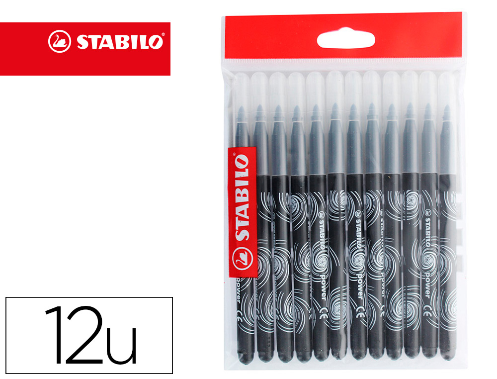 RECHARGE SCHOOLPACK FEUTRE DE COLORIAGE STABILO TRIO A-Z    ENCRE LAVABLE POINTE MOYENNE  12 UNITES NOIR