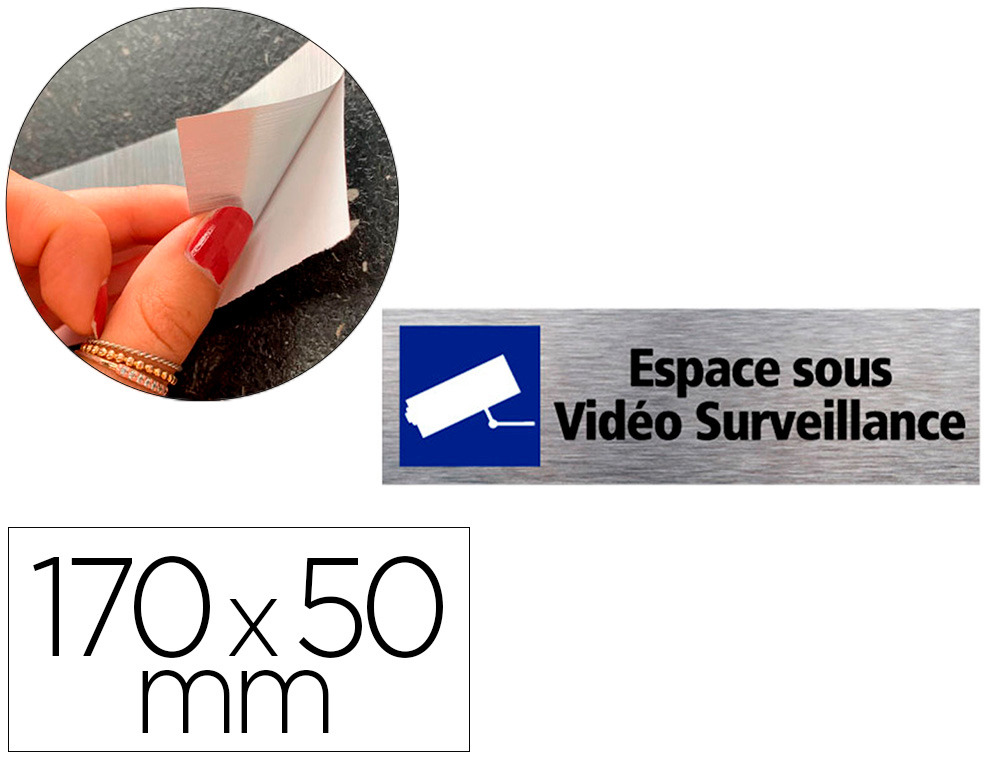 PLAQUE DE PORTE ESPACE SOUS VIDEOSURVEILLANCE             SIGNALETIQUE BIZ PICTOGRAMME  ALUMINIUM DOUBLE FACE