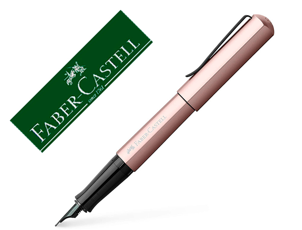 STYLO PLUME FABER CASTELL HEXO POINTE MOYENNE EN ACIER  INOXIDABLE ROSE