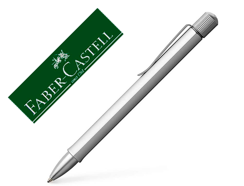 STYLO BILLE FABER CASTELL HEXO ALUMINIUM ARGENT