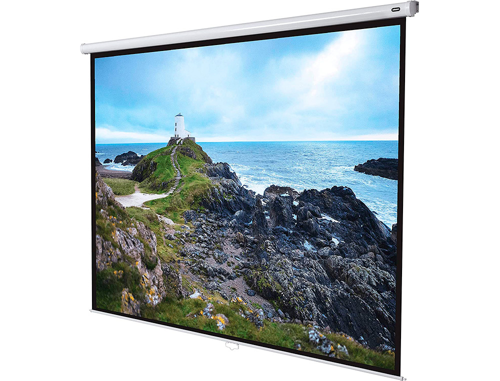 ECRAN DE PROJECTION VANERUM MURAL MANUEL AVEC CADRE NOIR  180X180CM
