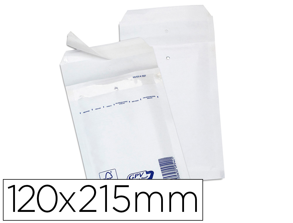 POCHETTE GPV KRAFT BULLE AIR ECONOMIQUE TRES RESISTANT     120X215MM COLORIS BLANC 75G   BOITE DE 200 UNITES
