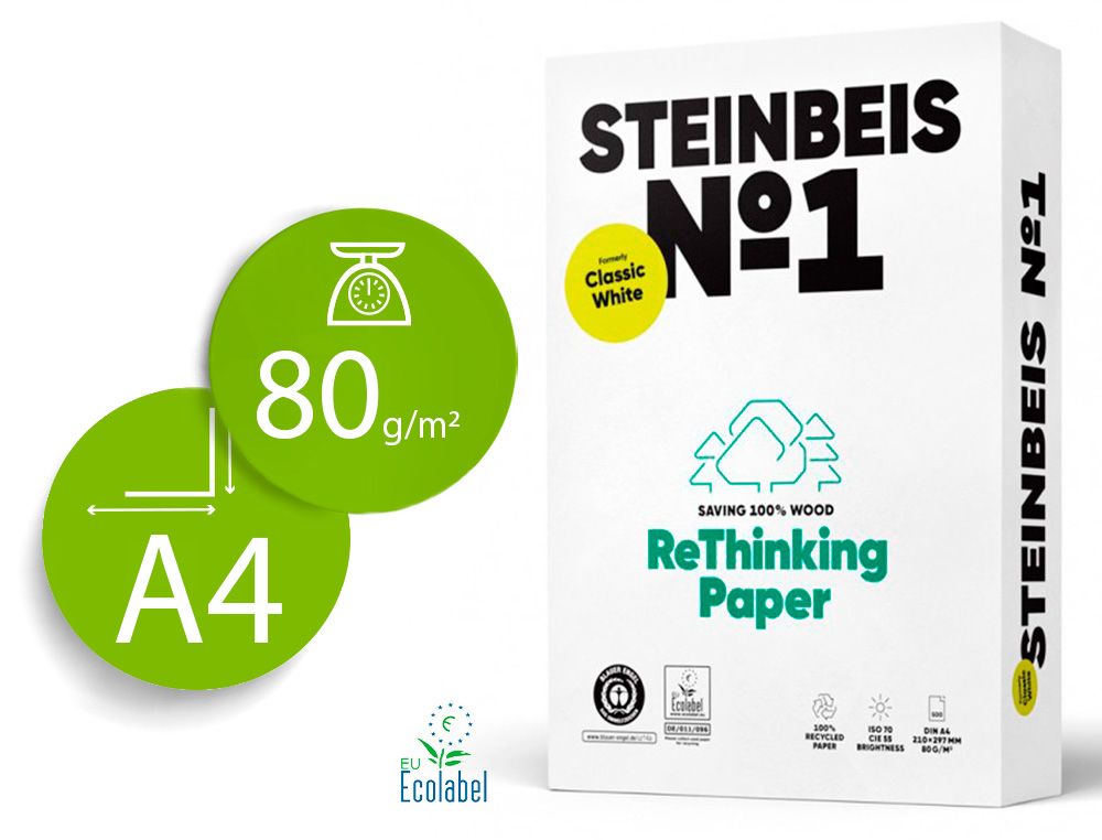 PAPIER STEINBEIS RECYCLE MULTIFONCTION N  1 - 80 GR A4 BLANC
