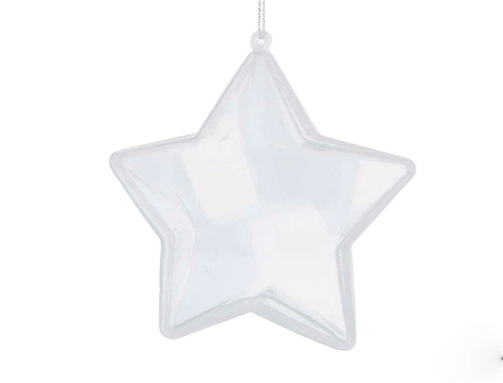 ETOILE PLASTIQUE TRANSPARENT 2 PARTS 8 CM FERMETURE PAR    PRESSION