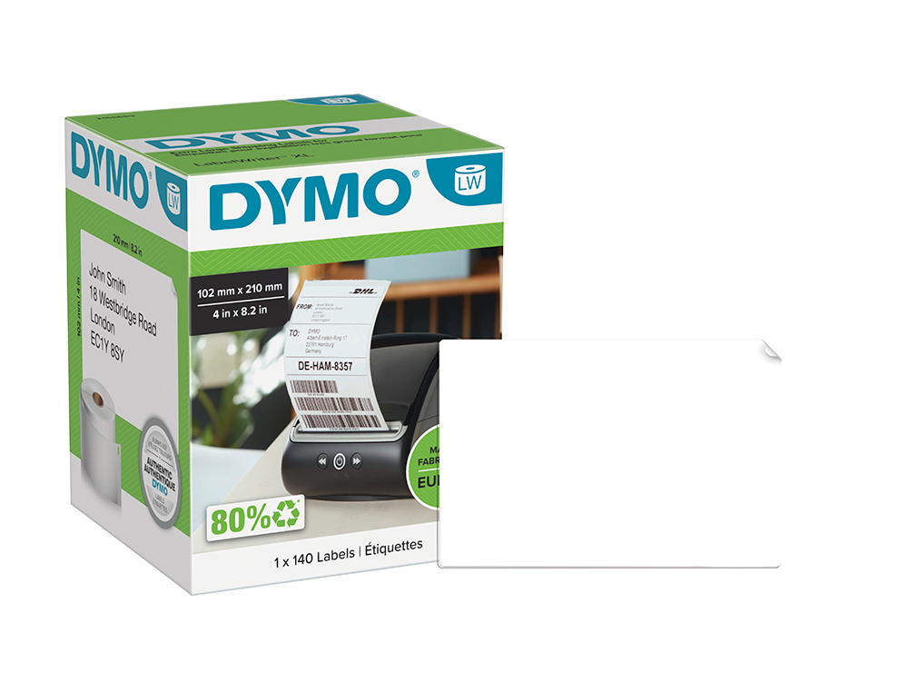 ETIQUETTES POUR IMPRIMANTE DYMO LW LABELWRITER TAILLE    ETIQUETTE 102X210MM 140U DHL  1 ROULEAU