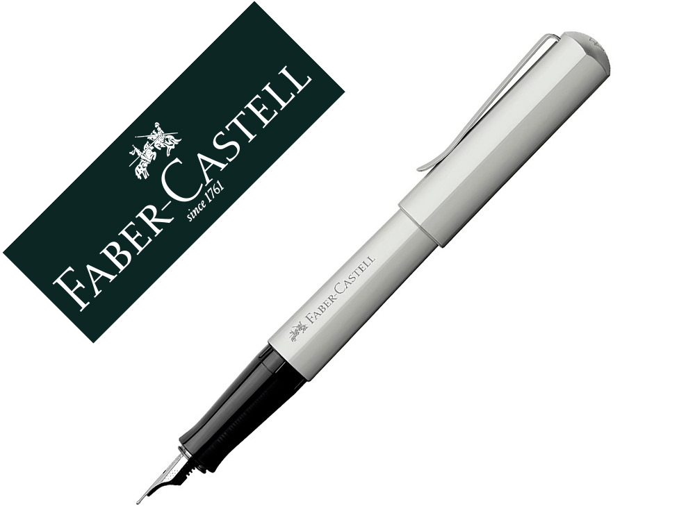STYLO PLUME FABER CASTELL HEXO POINTE MOYENNE EN ACIER  INOXIDABLE ARGENT MAT