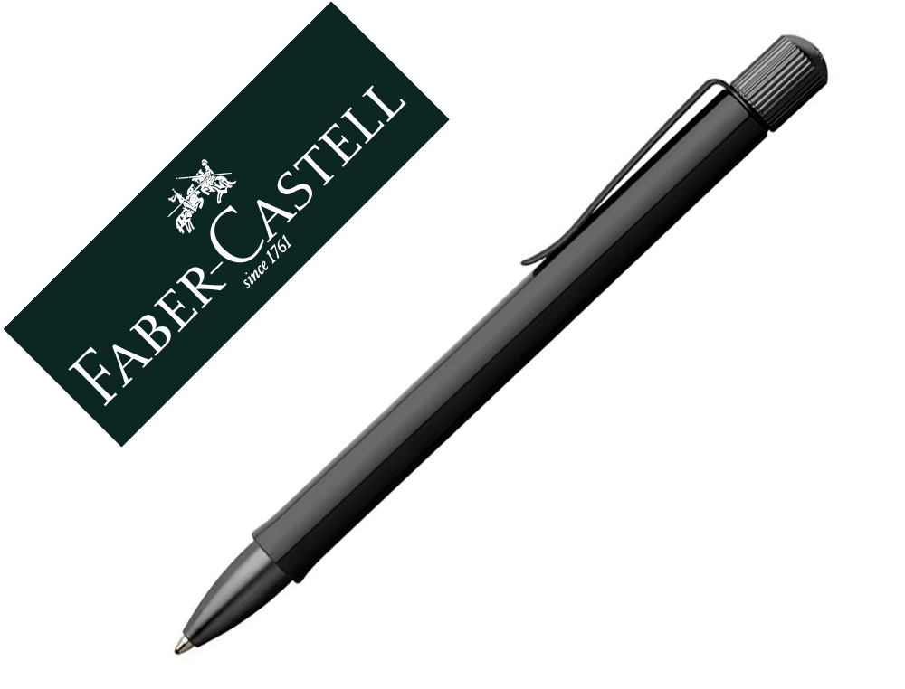STYLO BILLE FABER CASTELL HEXO ALUMINIUM NOIR MAT