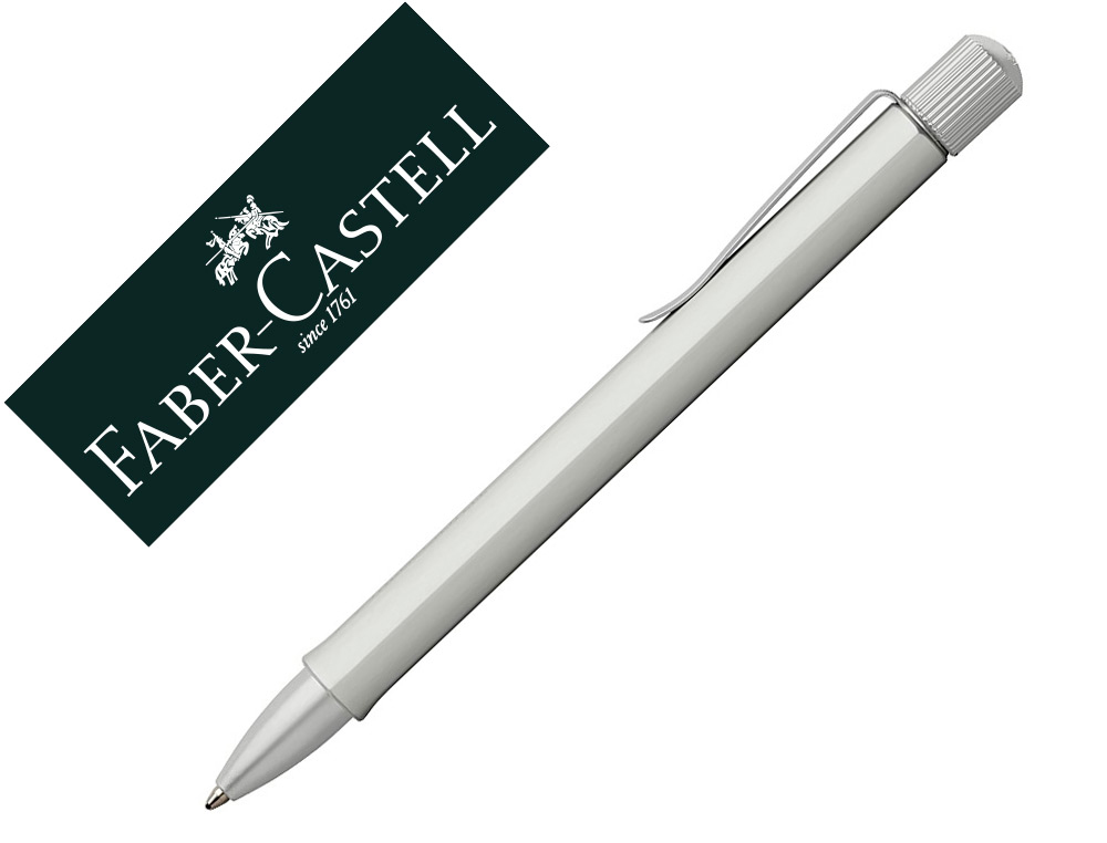 STYLO BILLE FABER CASTELL HEXO ALUMINIUM ARGENT MAT