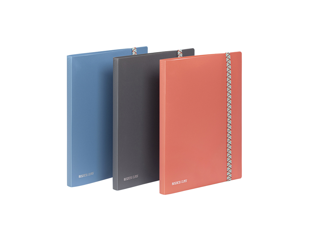PORTE-VUES VIQUEL BUSINESS CLASS POLYPROPYLENE FERMETURE ELASTIQUE A4 60 VUES COLORIS  ALEATOIRE