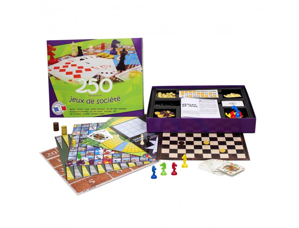 JEU DE SOCIETE CULTURE CLUB COFFRET 250 JEUX DE SOCIETE   ECHECS DAMES PETITIS CHEVAUX  ETC