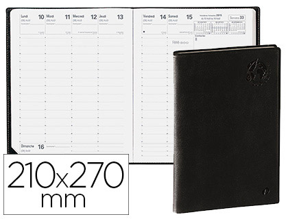 AGENDA QUO VADIS PRSIDENT PAPIER RECYCL EQUOLOGY COUVERTURE BIODGRADABLE IMPRESSION ENCRE VGTALE 210X270MM NOIR