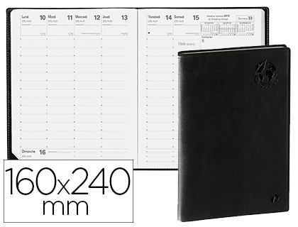 AGENDA QUO VADIS MINISTRE PAPIER RECYCL EQUOLOGY COUVERTURE BIODGRADABLE IMPRESSION ENCRE VGTALE 160X240MM NOIR