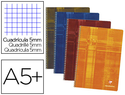 CAHIER CLAIREFONTAINE PAPIER VLIN VELOUT COUVERTURE PELLICULE RELIURE INTGRALE A5+ 17X22CM 100 PAGES 90G 5X5MM
