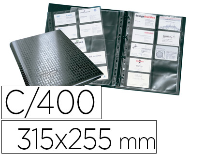 CLASSEUR DURABLE VISIFIX CENTIUM 4 ANNEAUX A4 315X255MM POUR 600 CARTES VISITE 50 POCHETTES EN PP+ JEU INTERCALAIRES A-Z