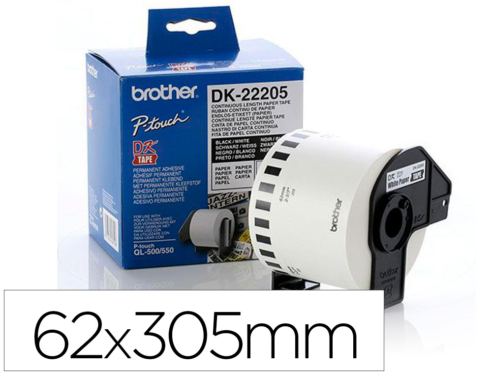 ETIQUETTE BROTHER DK22205 62X305MM POUR IMPRIMANTES QL