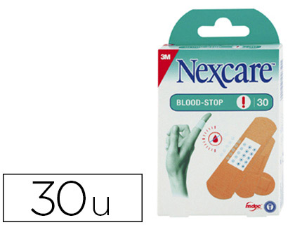 PANSEMENT ADHSIF NEXCARE BLOOD STOP COMPRESSE NON-TISSE SPCIAL PEAUX SENSIBLES TRS EXTENSIBLE BOTE 30 UNITS