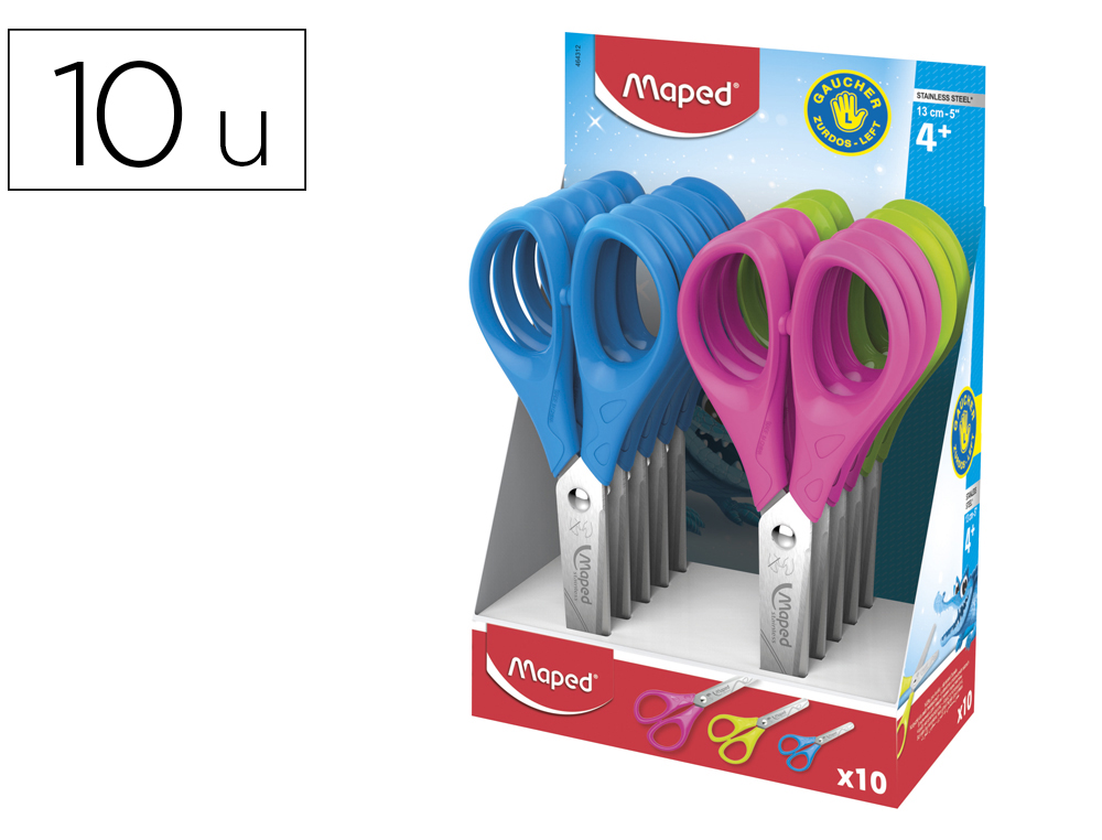 CISEAUX MAPED VIVO REFLEX 3D 5/8 ANS ERGONOMIQUES ACIER INOXYDABLE GAUCHER 120MM COLORIS ASSORTIS