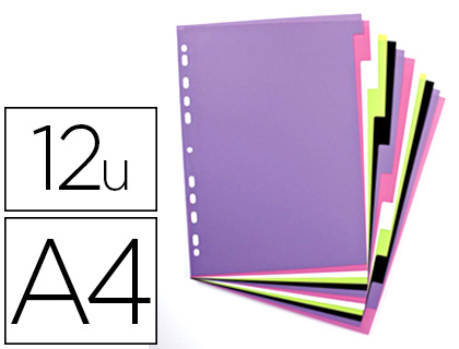 INTERCALAIRE ELBA MY COLOUR POLYPROPYLNE 13/10E 12 POSITIONS FORMAT A4 210X297MM