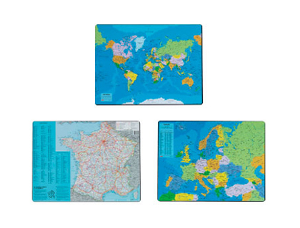 SOUS-MAIN ESSELTE GOGRAPHIQUE PLANISPHRE PVC MOUSSE ANTIDRAPANTE 40X53CM