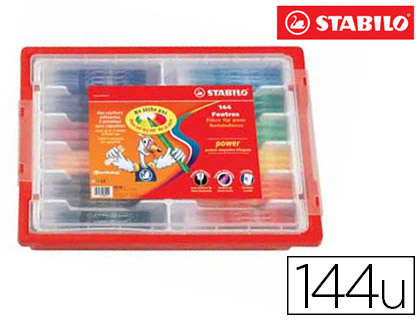 FEUTRE COLORIAGE STABILO POWER CAPUCHON VENTIL ENCRE LAVABLE POINTE MOYENNE NE SCHE PAS COFFRET SCOLAIRE 144 UNITS