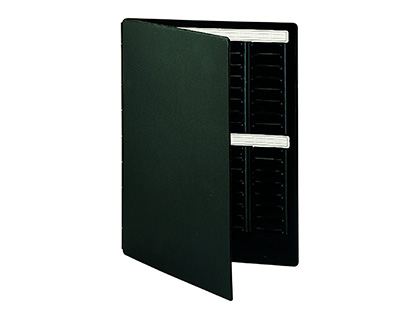 MINI-PLANNING NOBO  FICHES T 2 VOLETS PVC NOIR EXTENSIBLE CAPACIT 48 FICHES 240X6X311MM