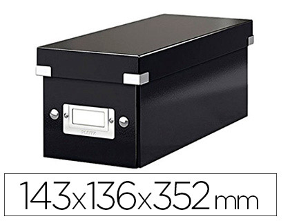 BOTE RANGEMENT CD LEITZ CLICK&STORE CAPACIT 30 UNITS PORTE-TIQUETTE STRUCTURE PLIABLE 143X136X352MM COLORIS NOIR