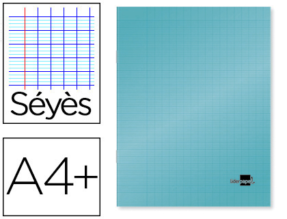 CAHIER PIQU LIDERPAPEL COUVERTURE PLASTIQUE SOUPLE A4+ 24X32CM 96 PAGES SYS COLORIS BLEU