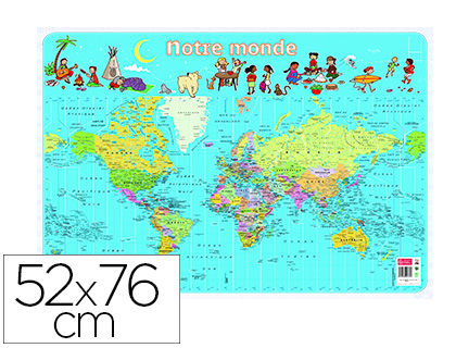 POSTER BOUCHUT GRANDRMY PLANISPHRE 52X76CM 150G PELLICUL EFFAABLE  SEC