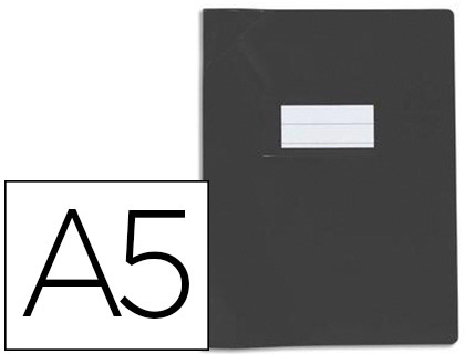 PROTGE-CAHIER ELBA STRONG LINE PVC OPAQUE 15/100E RABATS PORTE-TIQUETTE ET TIQUETTE 170X220MM NOIR