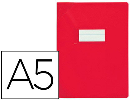 PROTGE-CAHIER ELBA STRONG LINE PVC CRISTAL 15/100E SANS PHTALATES COINS RENFORCS A5+ 170X220MM COLORIS ROUGE OPAQUE