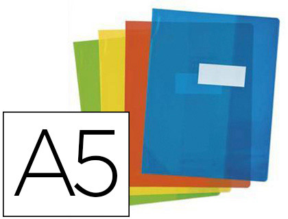 PROTGE-CAHIER ELBA STRONG LINE PVC CRISTAL 15/100E RABATS PORTE-TIQUETTE ET TIQUETTE 170X220MM COLORIS ASSORTIS