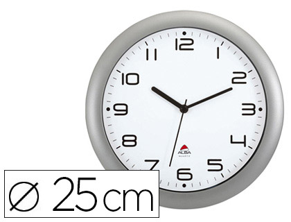 HORLOGE ALBA CLASSIC CONTOUR QUARTZ HAUTE PRCISION RONDE 3 AIGUILLES DIAMTRE 30CM PILE 1.5V NON FOURNIE COLORIS GRIS
