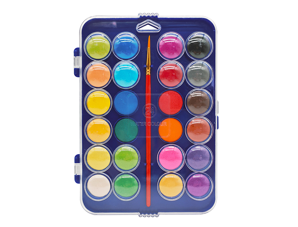 AQUARELLE LIDERPAPEL AVEC PALETTE ET PINCEAU INCLUS 24  COLORIS ASSORTIS