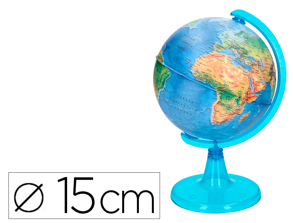 GLOBE TERRESTRE LIDERPAPEL LUMINEUX CARTE PHYSIQUE FR    DIAMETRE 15 CM