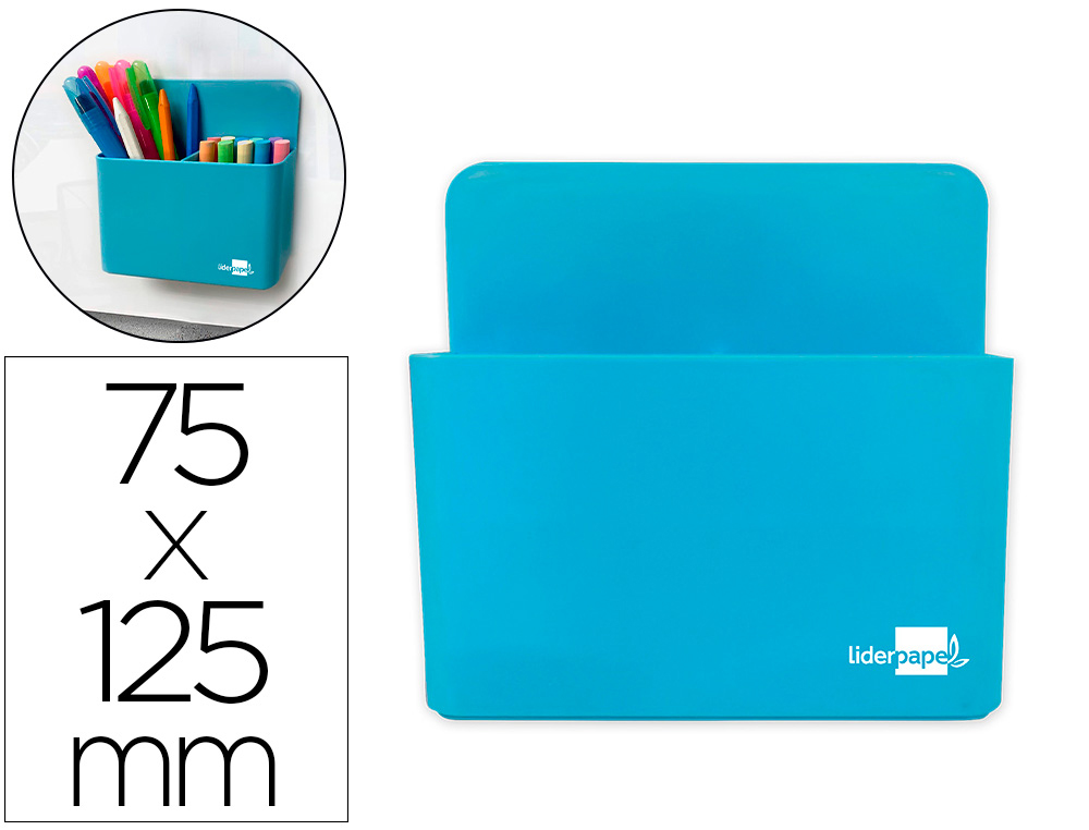 POT A CRAYONS LIDERPAPEL PLASTIQUE MAGNETIQUE          125X75X40 MM BLEU