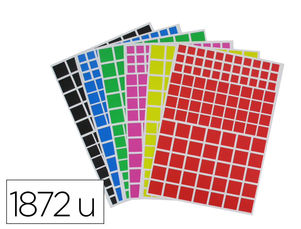 GOMMETTE O'COLOR REPOSITIONNABLE TEMPORAIREMENT FORME CARRE COLORIS ASSORTIS POCHETE 18   PLANCHES 1872 UNITES