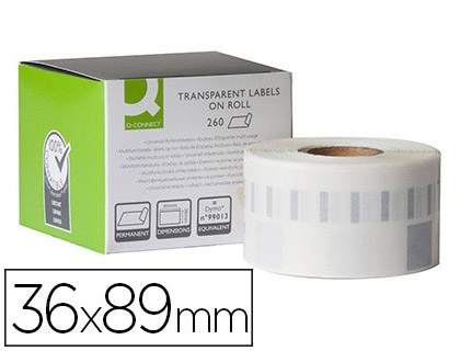TIQUETTE ADHSIVE Q-CONNECT 36X89MM COMPATIBLE DYMO 99013 BOTE 260 UNITS