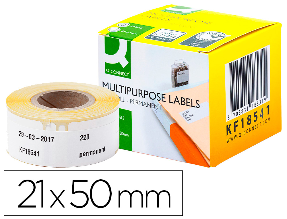 TIQUETTE ADHSIVE Q-CONNECT 12X50MM COMPATIBLE DYMO 99017 BOTE 220 UNITS