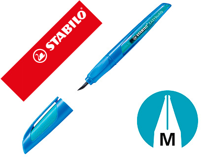 STYLO-PLUME STABILO EASY BUDDY PLUME M POUR TOUS ERGONOMIQUE ZONE GRIP COLORIS BLEU/TURQUOISE