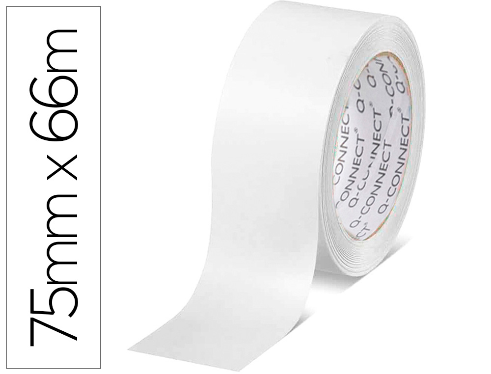 RUBAN ADHSIF Q-CONNECT POLYPROPYLNE 45 MICRONS 66MX75MM POUR EMBALLAGE COLORIS BLANC