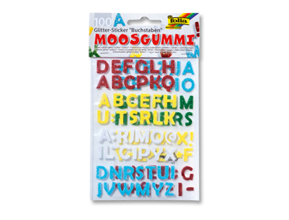 STICKER PAILLET FOLIA MOUSSE CAOUTCHOUC FORMES LETTRES COLORIS ASSORTIS PAQUET 100 UNITS