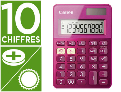 CALCULATRICE CANON POCHE LS-100K 10 CHIFFRES COULEUR ROSE